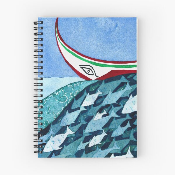 Item preview, Portuguese fishing boat and shoal of fish designed and sold by Carrot Faery Art.