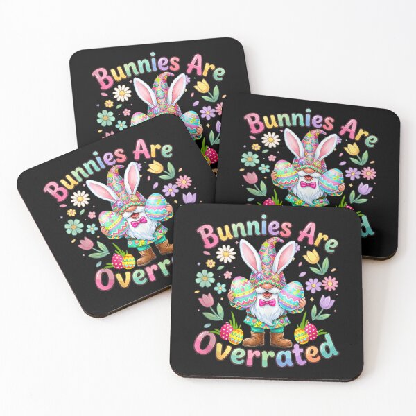 Item preview, Bunnies Are Overrated Funny Easter Gnome Bunny Ears Colorful Pastel Holiday Art designed and sold by WilliaMaler.