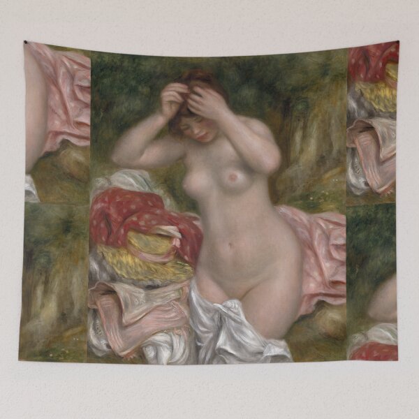 Item preview, Bather Arranging Her Hair by Pierre-Auguste Renoir: Impressionist Nude Poster designed and sold by artofuniverse.