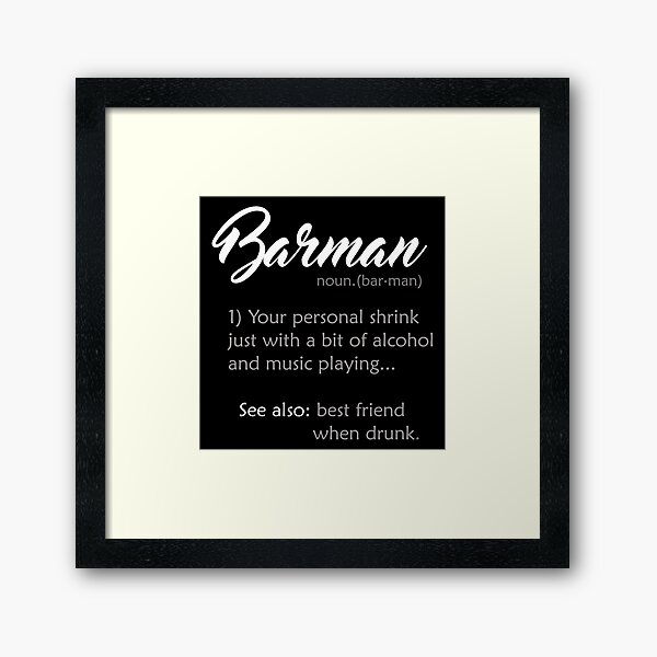 Barman Definition Framed Art Print