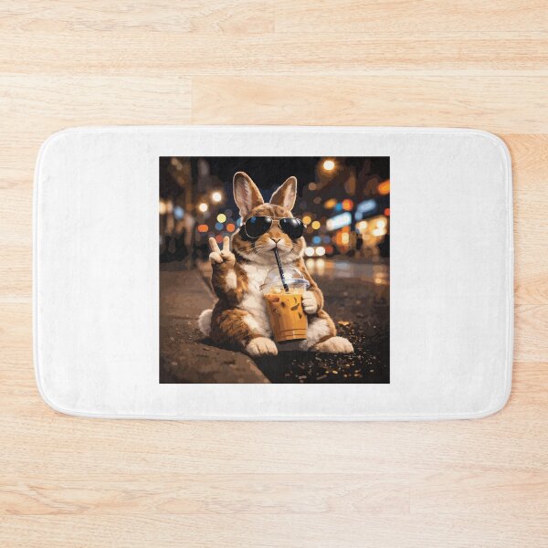 Item preview, Funny Easter Bunny Drinking Iced Coffee Meme designed and sold by kiralynstration.