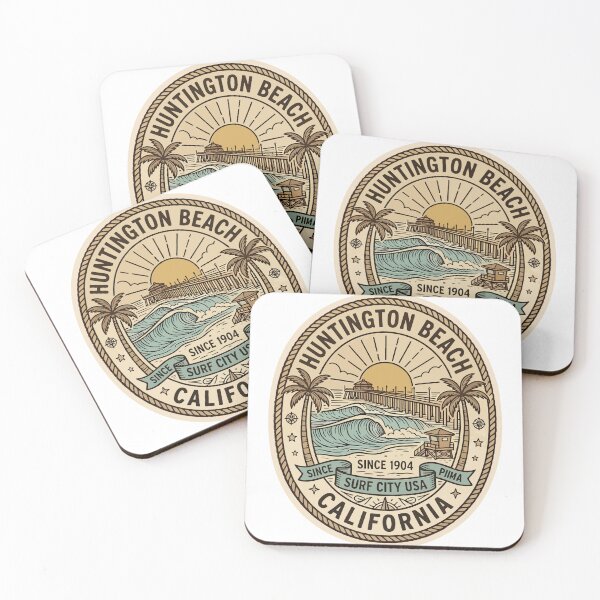 Item preview, Huntington Beach California Surf City USA Vintage Badge Sticker designed and sold by PixelWaveBD.