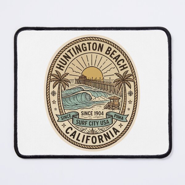 Item preview, Huntington Beach California Surf City USA Vintage Badge Sticker designed and sold by PixelWaveBD.