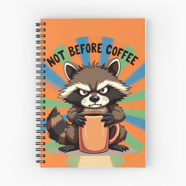 Item preview,  Not Before Coffee Raccoon – Retro Sunburst Grumpy Coffee Meme designed and sold by AnimalAirtistry.