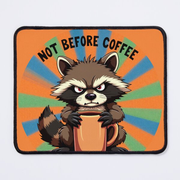 Item preview,  Not Before Coffee Raccoon – Retro Sunburst Grumpy Coffee Meme designed and sold by AnimalAirtistry.