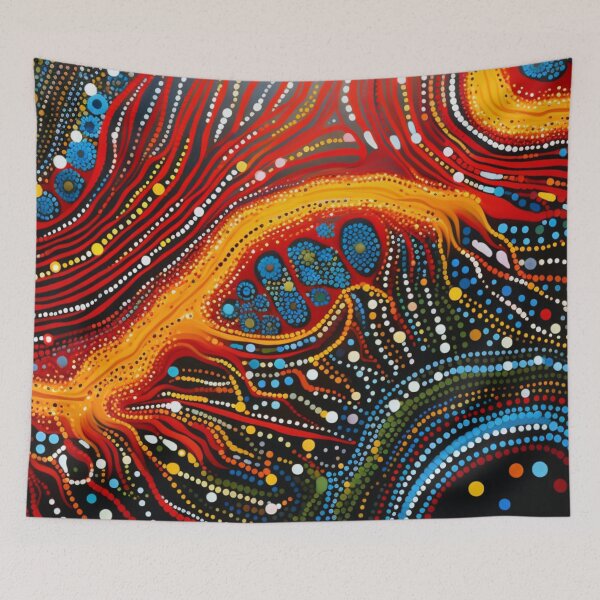 Item preview, Aboriginal Inspired Dot Art - Lava Eruption Abstract Pattern designed and sold by GrinGalore.