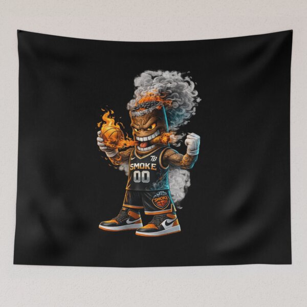 Item preview, Angry Basketball Smoke Monster Mascot Streetwear Urban Sports Graphic Tee Design designed and sold by MariCanal.