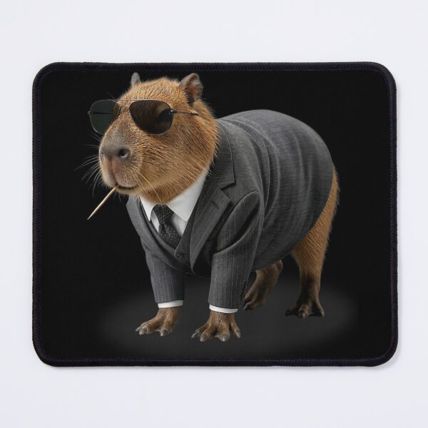 Item preview, Mafia Boss Capybara in Suit Sunglasses Toothpick Aesthetic Funny Animal Gort Meme designed and sold by MariCanal.