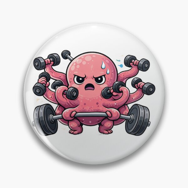 Item preview, Octopus Gym Fitness Sticker – Overtrained Since Birth designed and sold by les3cerises.
