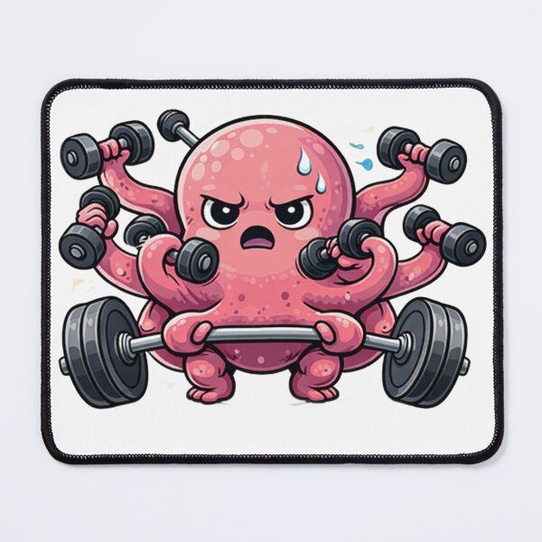 Item preview, Octopus Gym Fitness Sticker – Overtrained Since Birth designed and sold by les3cerises.