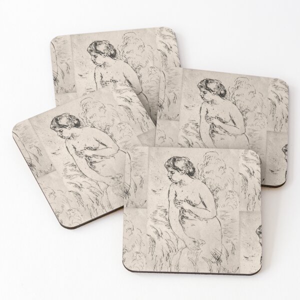 Item preview, Bather Standing Up to Her Knees by Pierre-Auguste Renoir: Impressionist nude poster designed and sold by artofuniverse.