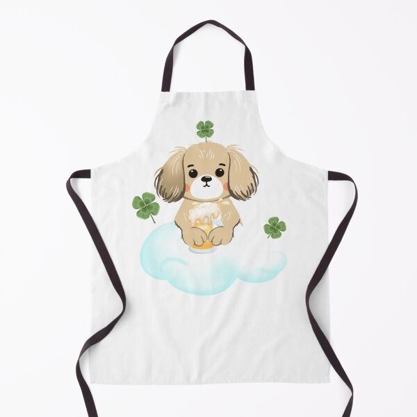 Item preview, Lucky Puppy with Beer on a Cloud – Kawaii Dog & Four Leaf Clover designed and sold by poonzapoon.