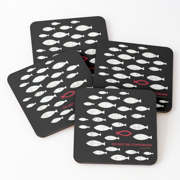 Item preview, Do Not Be Conformed Romans 12:2 Christian Bible Verse Faith Red Fish designed and sold by DuneHaicna.
