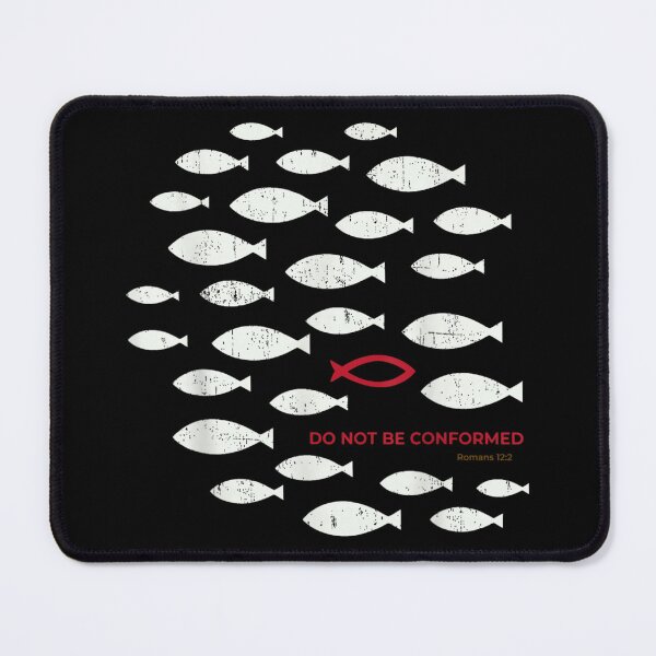 Item preview, Do Not Be Conformed Romans 12:2 Christian Bible Verse Faith Red Fish designed and sold by DuneHaicna.