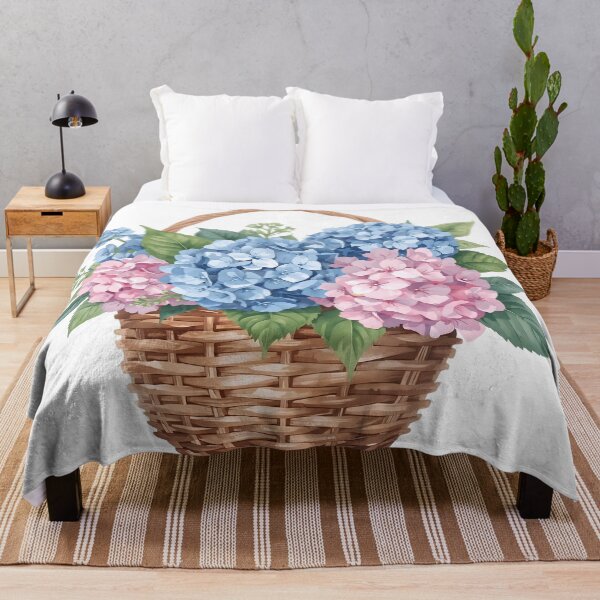 Item preview,   Basket of blue and pink hydrangea designed and sold by uunaa.