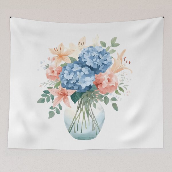 Item preview, Bouquet of lilies and hydrangeas in a vase designed and sold by uunaa.