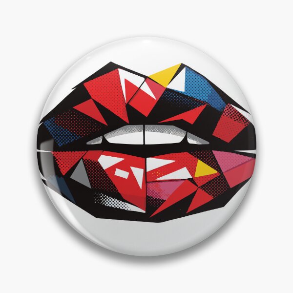 Item preview, Vibrant pop art depiction of lips made from geometric polygons and halftone textures, offering a bold, modern and playful graphic ideal for beauty, designed and sold by Dejbar.