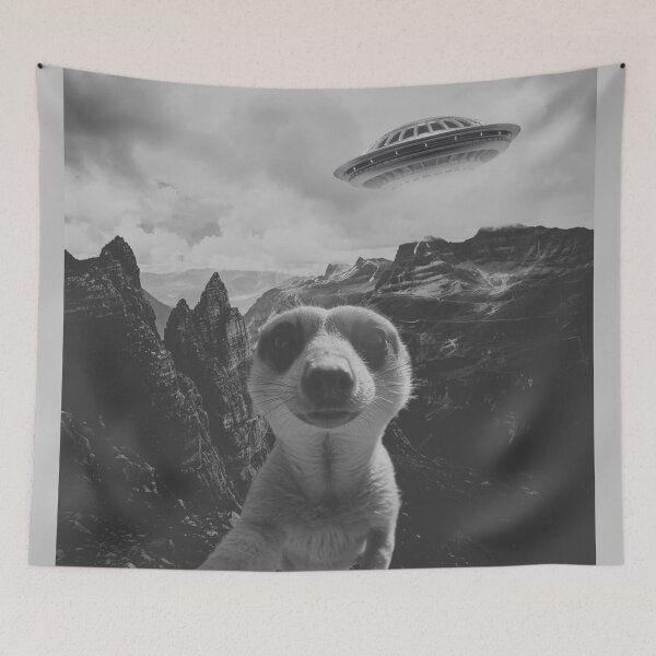 Item preview, Meerkat Selfie In A Mountain Landscape Surrealism designed and sold by CamilasPrints.
