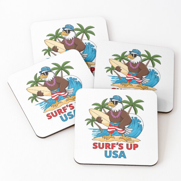 Item preview, Surf's Up USA Patriotic Surfing Bald Eagle designed and sold by anderlee.