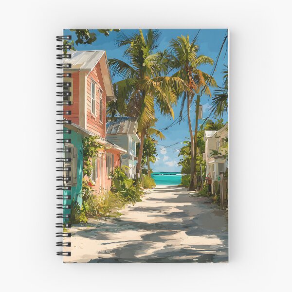 Item preview, Key Largo Tropical Street with Bicycle and Ocean View designed and sold by daila70.