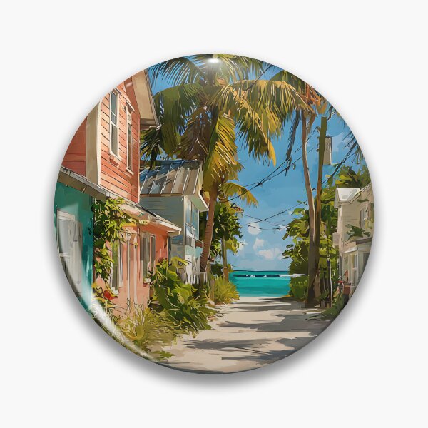 Item preview, Key Largo Tropical Street with Bicycle and Ocean View designed and sold by daila70.