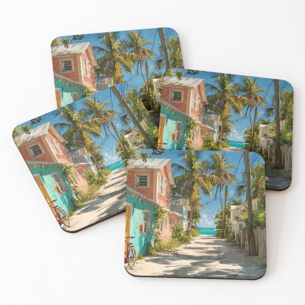 Item preview, Key Largo Tropical Street with Bicycle and Ocean View designed and sold by daila70.