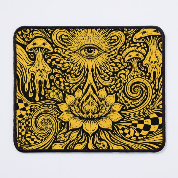 Item preview, Psychedelic Eye Art Black Yellow Abstract Trippy Illustration designed and sold by DrizzyV.
