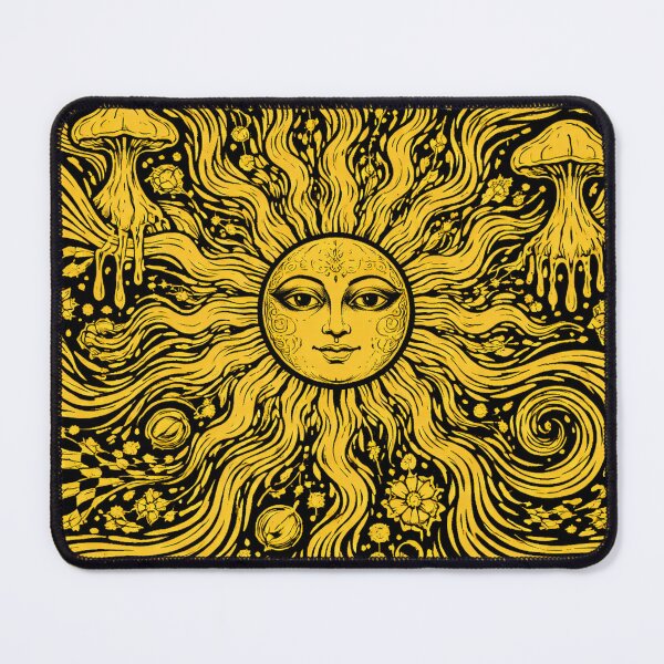 Item preview, Psychedelic Sun Rays Abstract Cosmic Trippy Black Yellow Art designed and sold by DrizzyV.