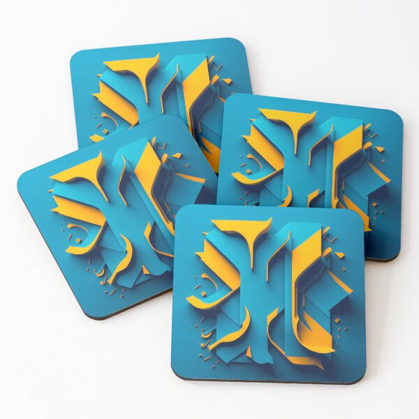 Item preview, Abstract 3D Geometric Art Blue Orange designed and sold by Peter Kraaibeek | Generative Designs and Car Art.