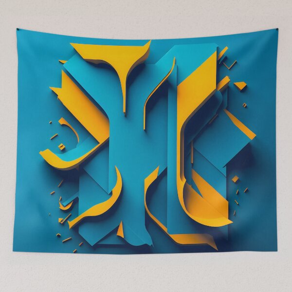 Item preview, Abstract 3D Geometric Art Blue Orange designed and sold by Peter Kraaibeek | Generative Designs and Car Art.