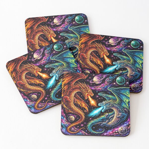 Item preview, Cosmic Dragons Space Battle Psychedelic Fantasy Galaxy Art designed and sold by DrizzyV.