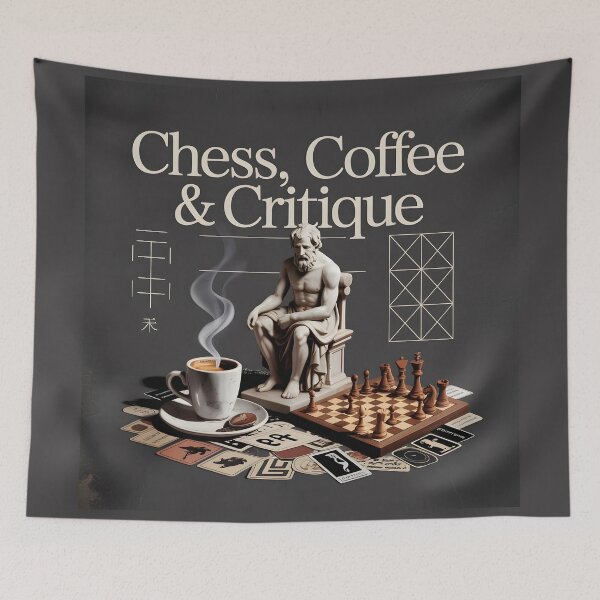 Aperçu de l'œuvre Échecs, café et critique, style de vie Dark Academia créée et vendue par SplashTastic.