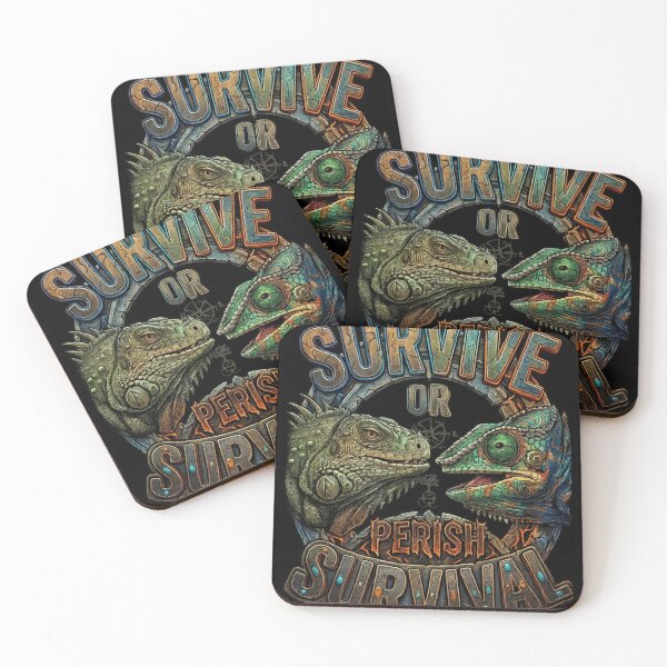 Item preview, Survive or Perish – Iguana vs Chameleon Vintage Survival Design designed and sold by LittleLoopArt.
