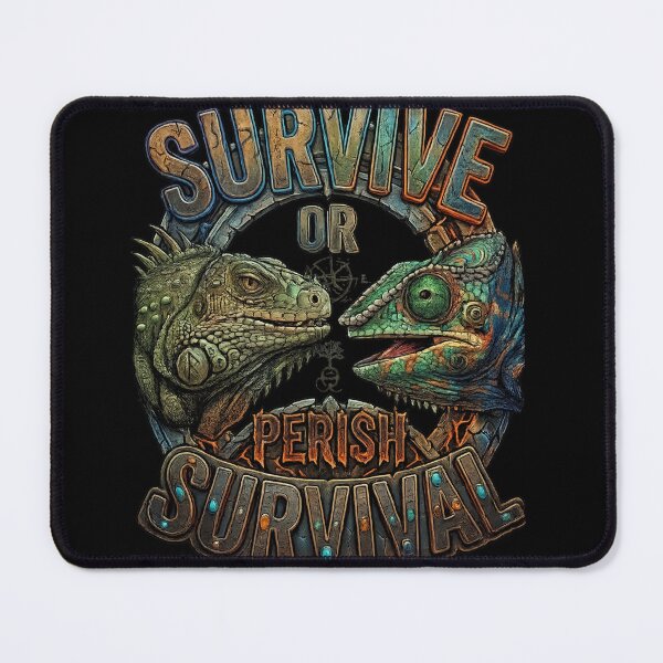 Item preview, Survive or Perish – Iguana vs Chameleon Vintage Survival Design designed and sold by LittleLoopArt.