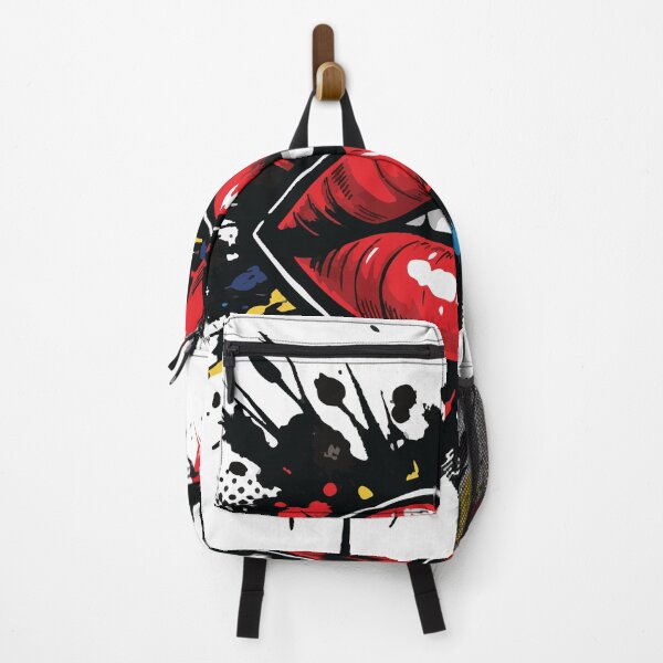 Item preview, pop art illustration of glossy red lips surrounded by paint splatters, halftone dots and graffiti accents reading No Rules, evoking rebellion, glamour designed and sold by Dejbar.