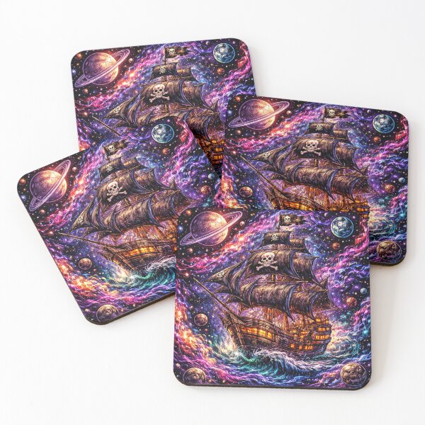 Item preview, Pirate Ship in Space Psychedelic Cosmic Adventure Fantasy Art designed and sold by DrizzyV.