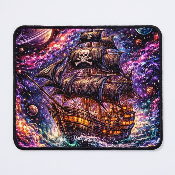 Item preview, Pirate Ship in Space Psychedelic Cosmic Adventure Fantasy Art designed and sold by DrizzyV.
