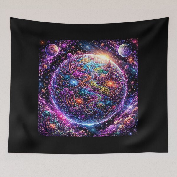 Item preview, Alien Planet Psychedelic Landscape Colorful Sci Fi Fantasy World designed and sold by DrizzyV.