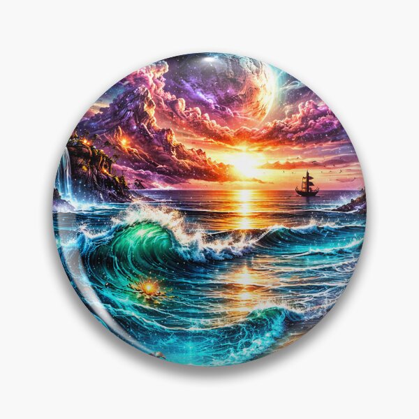 Artikelvorschau, Psychedelischer Ozean, kosmisches Meer, abgefahrene Wellen, surreale Meereslandschaftskunst entworfen und verkauft von DrizzyV.