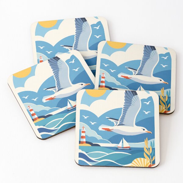 Item preview, Coastal Serenity Seagull Art Deco designed and sold by White-Camel.