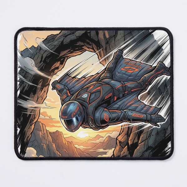 Item preview, Extreme Wingsuit – Cliffside Flight | Street Art Pop Art Illustration designed and sold by PLUSHIWORLDtm.