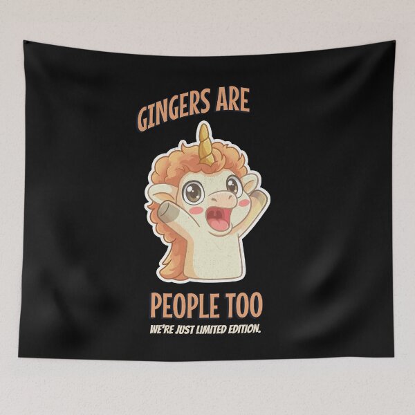 Item preview, Gingers are People Too Funny Red Hair Unicorn designed and sold by UniTeeCo.