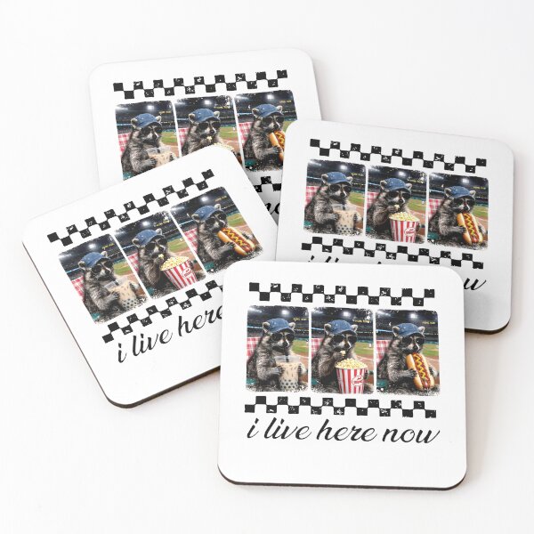 Item preview, Live Here Now Raccoon Baseball Snack Art designed and sold by margamPagenberg.