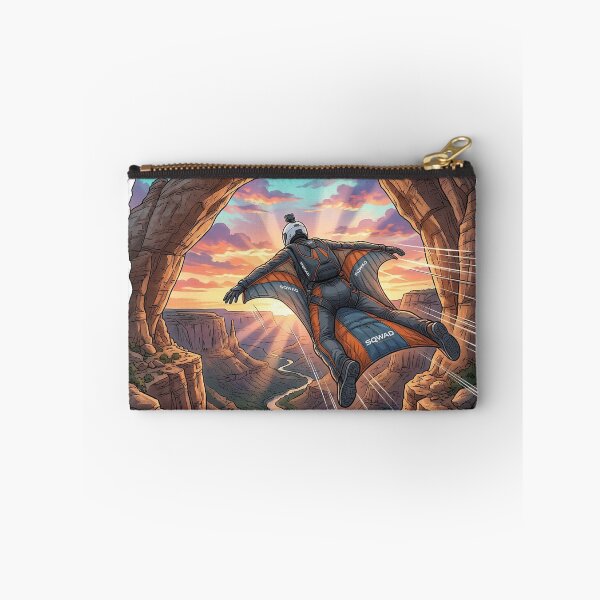 Item preview, Wingsuit Canyon – Extreme Sunset Flight | Street Art Pop Art Illustration designed and sold by PLUSHIWORLDtm.
