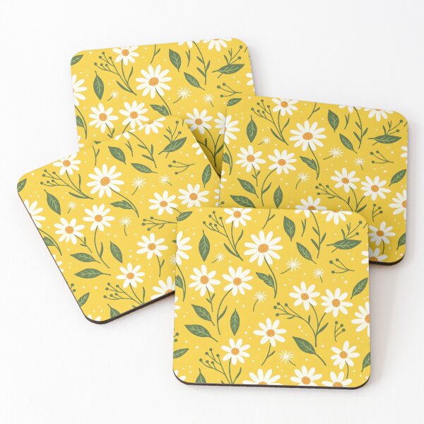 Item preview, Illustrative Floral Daisy Pattern in Yellow White and Green designed and sold by byCreativeArt.