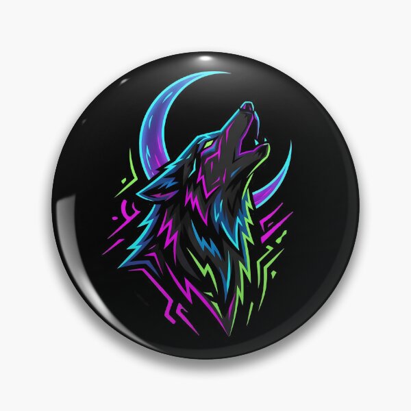 Item preview, Neon Wolf Head Howling at Moon, Wild Spirit designed and sold by QuirkySpark.
