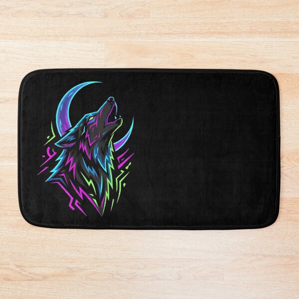 Item preview, Neon Wolf Head Howling at Moon, Wild Spirit designed and sold by QuirkySpark.