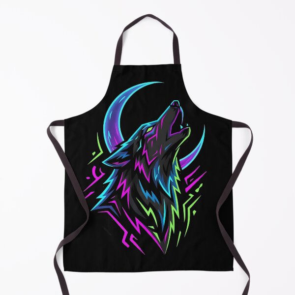 Item preview, Neon Wolf Head Howling at Moon, Wild Spirit designed and sold by QuirkySpark.