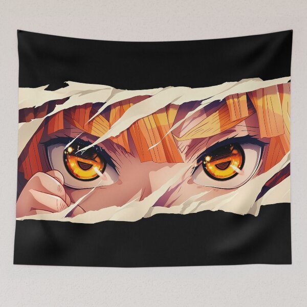 Item preview, Zenitsu Agatsuma Demon Slayer Amber Eyes Orange Hair Torn Paper Peek designed and sold by PMartistStudio.
