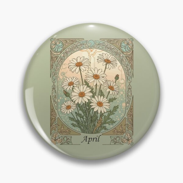 Item preview, Springtime Daisy Birth Month Flower Art Nouveau Vintage designed and sold by taiche.